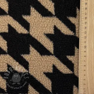 Tkanina płaszczowa TEDDY JACQUARD PIED DE POULE camel