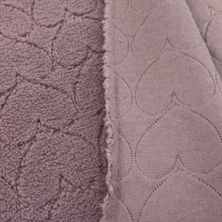 Tkanina płaszczowa TEDDY Hearts in hearts mauve
