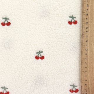 Tkanina płaszczowa TEDDY EMBROIDERY Cherries
