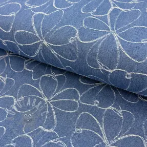 JEANS DENIM JACQUARD Flowers indigo