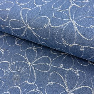 JEANS DENIM JACQUARD Flowers indigo