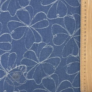JEANS DENIM JACQUARD Flowers indigo