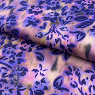Bawełniana tkanina SATIN Purple flowers digital print