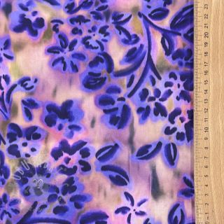 Bawełniana tkanina SATIN Purple flowers digital print