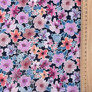 Bawełniana tkanina Significant flowers navy digital print