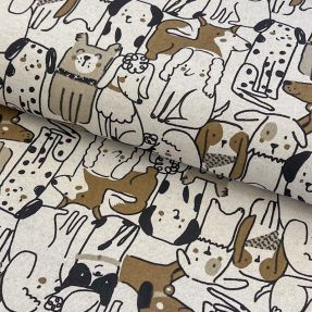 Tkanina dekoracyjna Linenlook Dogs natural