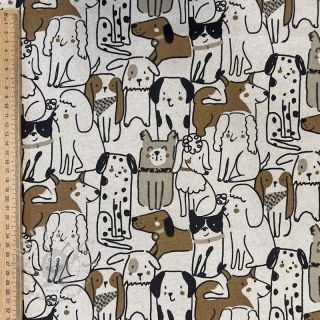 Tkanina dekoracyjna Linenlook Dogs natural