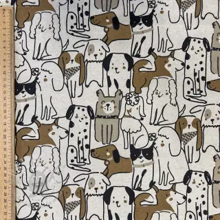 Tkanina dekoracyjna Linenlook Dogs natural