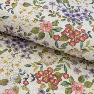Tkanina dekoracyjna Linenlook Flowers meadow digital print