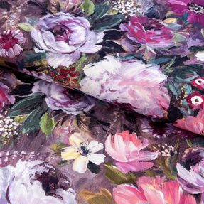 Tkanina dekoracyjna Oil painting flowers mauve digital print