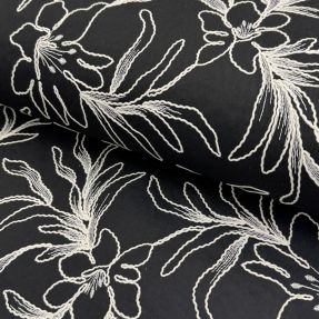 Bawełniana tkanina EMBROIDERY GABARDINE Luana black