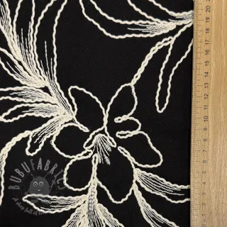 Bawełniana tkanina EMBROIDERY GABARDINE Luana black