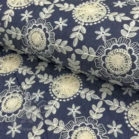 Bawełniana tkanina JEANS EMBROIDERY Niva design B