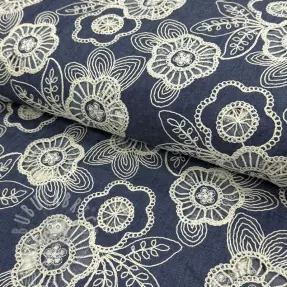 Bawełniana tkanina JEANS EMBROIDERY Niva design A