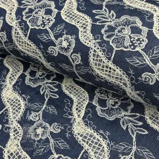 Bawełniana tkanina JEANS EMBROIDERY Flora design A