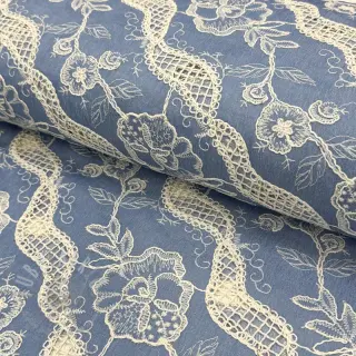 Bawełniana tkanina JEANS EMBROIDERY Flora design B