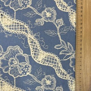 Bawełniana tkanina JEANS EMBROIDERY Flora design B