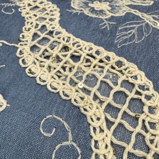 Bawełniana tkanina JEANS EMBROIDERY Flora design B