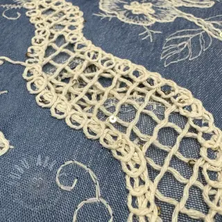 Bawełniana tkanina JEANS EMBROIDERY Flora design B