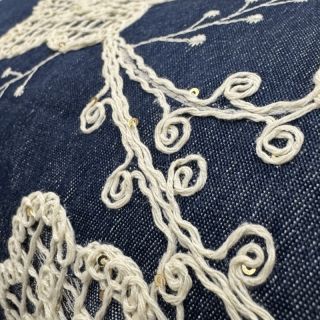 Bawełniana tkanina JEANS EMBROIDERY Flora design C