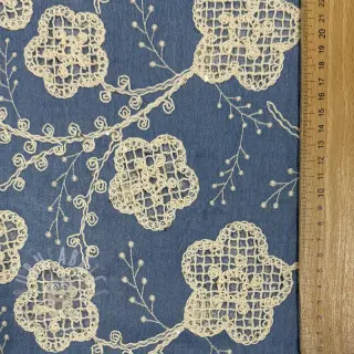 Bawełniana tkanina JEANS EMBROIDERY Flora design D