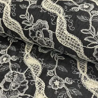Bawełniana tkanina JEANS EMBROIDERY Flora design E