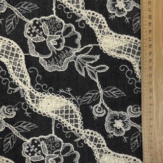 Bawełniana tkanina JEANS EMBROIDERY Flora design E