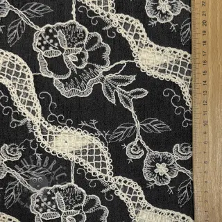 Bawełniana tkanina JEANS EMBROIDERY Flora design E