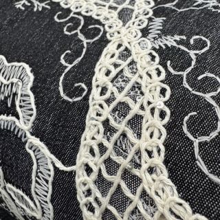 Bawełniana tkanina JEANS EMBROIDERY Flora design E