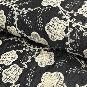 Bawełniana tkanina JEANS EMBROIDERY Flora design F