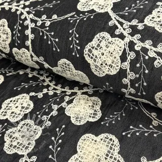Bawełniana tkanina JEANS EMBROIDERY Flora design F