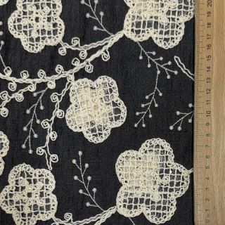 Bawełniana tkanina JEANS EMBROIDERY Flora design F