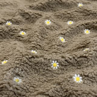 Tkanina płaszczowa TEDDY EMBROIDERY Mini taupe